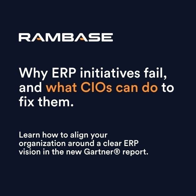 Text on graphic: Why ERP initiatives fail, and what CIOs can do to fix them.