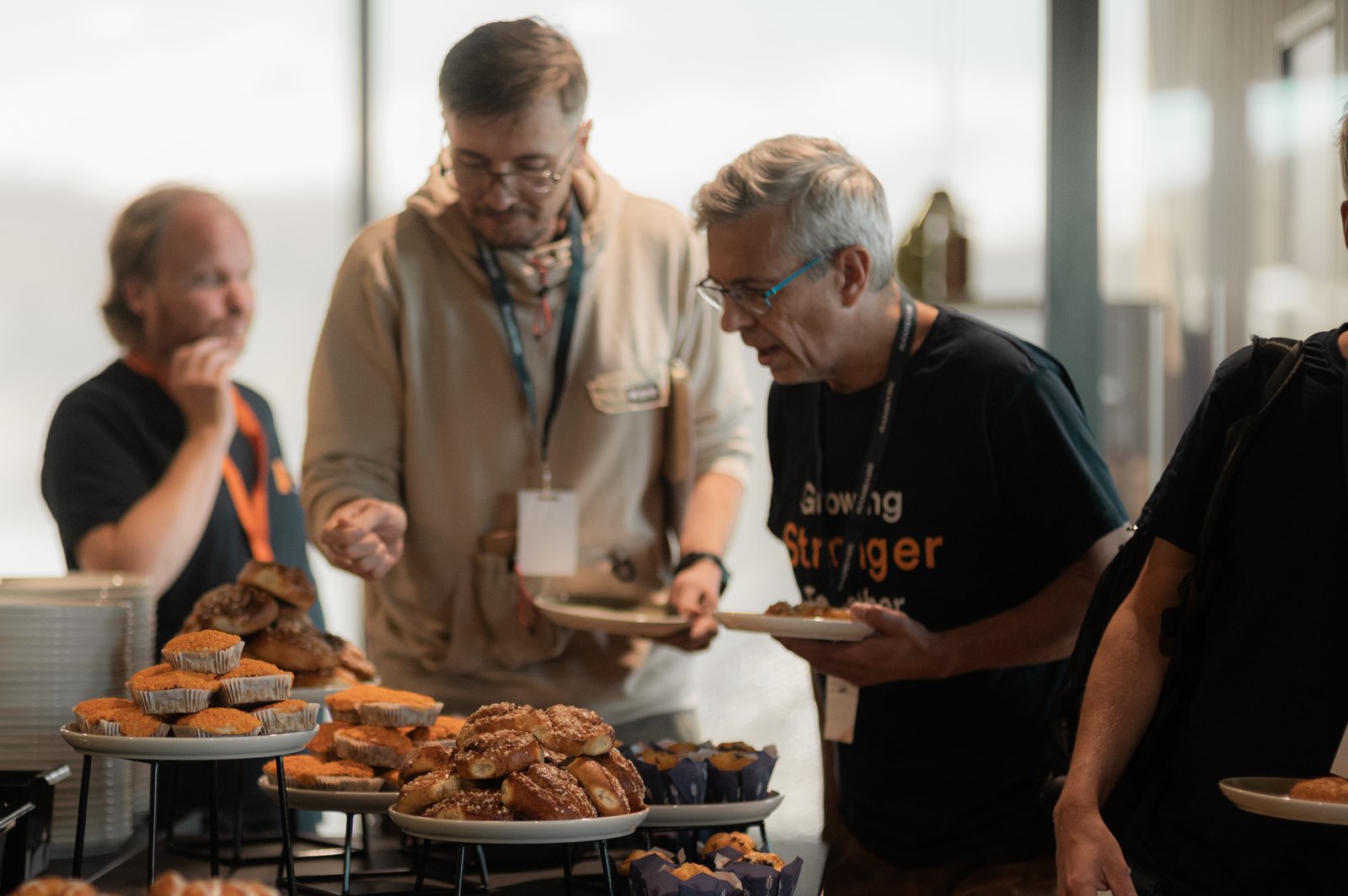Two people at a buffet