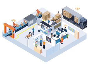 Shop floor with different machines and technologies at work