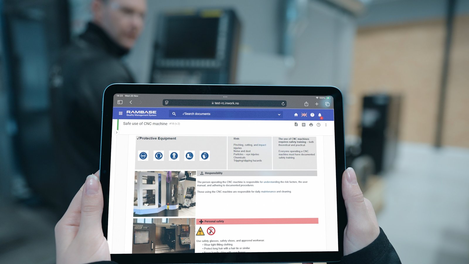 Skärm som visar RamBase QMS.
