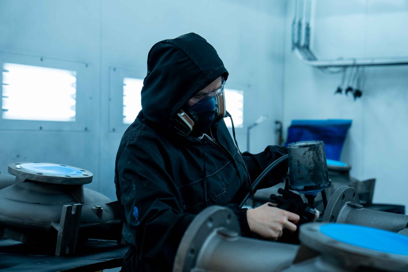 Person working on an equipment