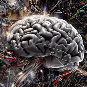 Image of a brain fully packed with information made by Bing Chat
